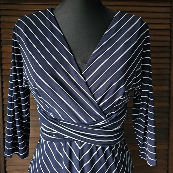 Ralph Lauren Dresses & Skirts - Lauren Ralph Lauren 3/4 Sleeve Chevron Stripe Wrap Dress Women's Size 4 Petite